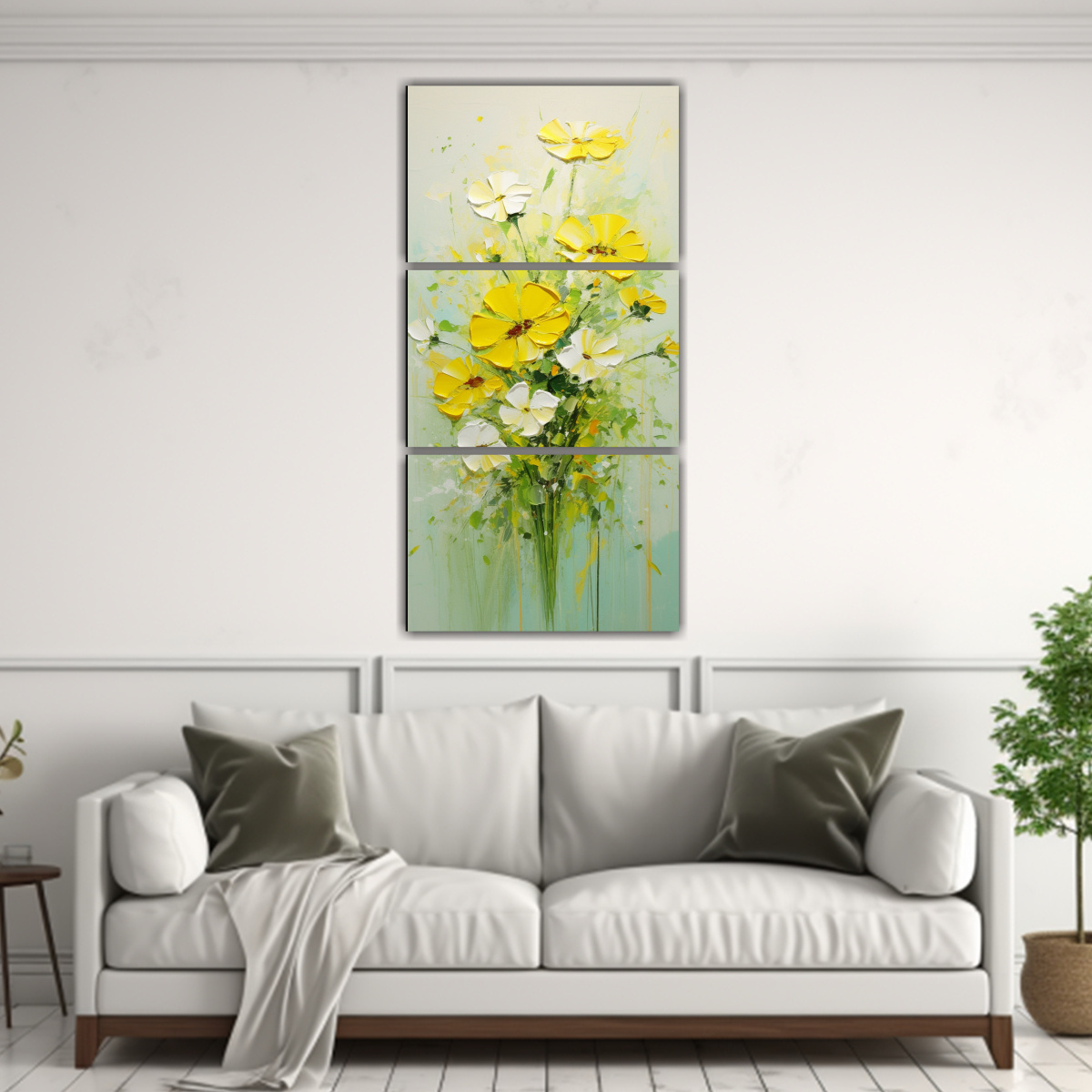pintura-de-flores-amarillas-y-verdes-en-lienzo-arte-de-pared-floral-1