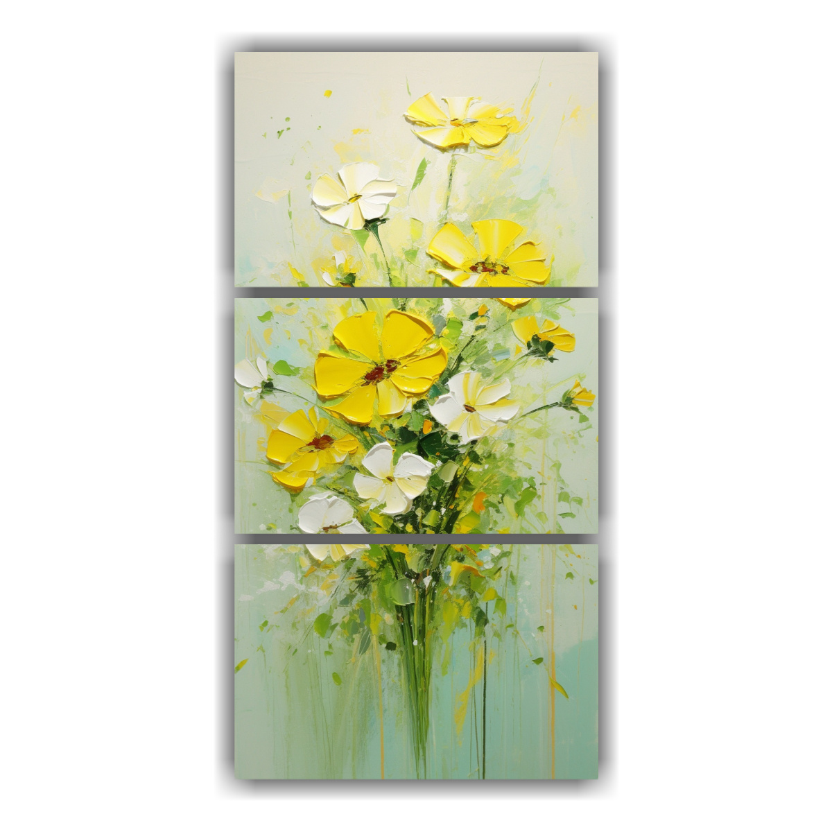 pintura-de-flores-amarillas-y-verdes-en-lienzo-arte-de-pared-floral