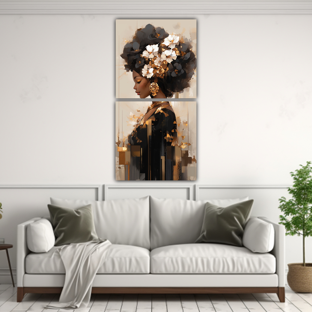 pintura-de-flores-en-lienzo-intenso-a-dorado-y-negro-en-bastidor-con-dos-telas-1
