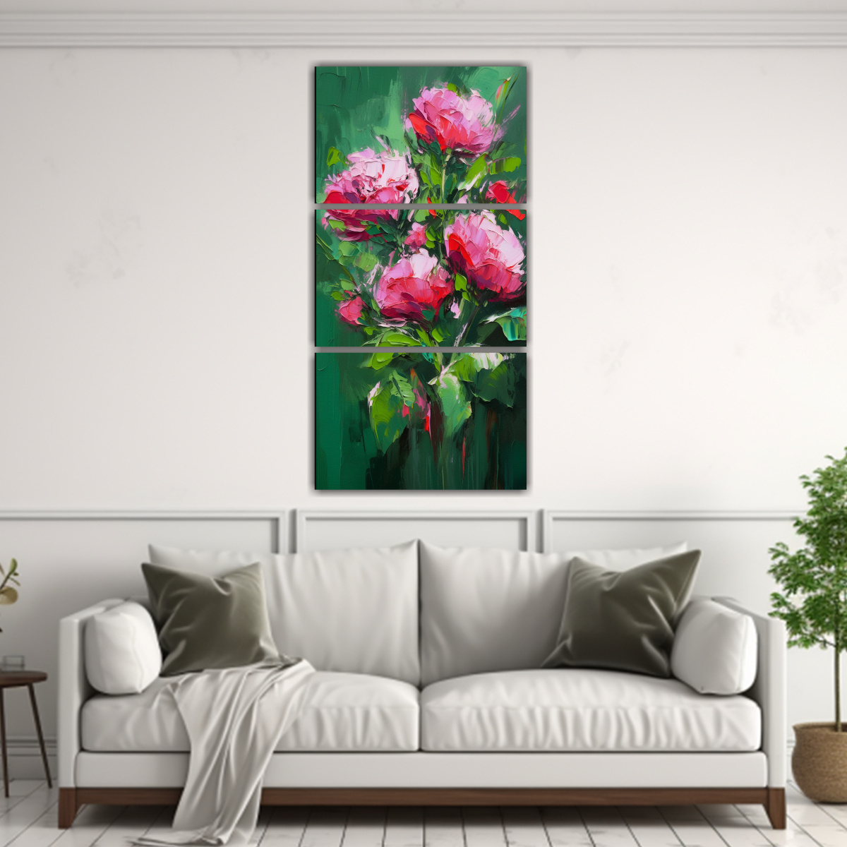 pintura-de-flores-en-lienzo-verde-y-magenta-en-bastidor-escenario-decorativo-1