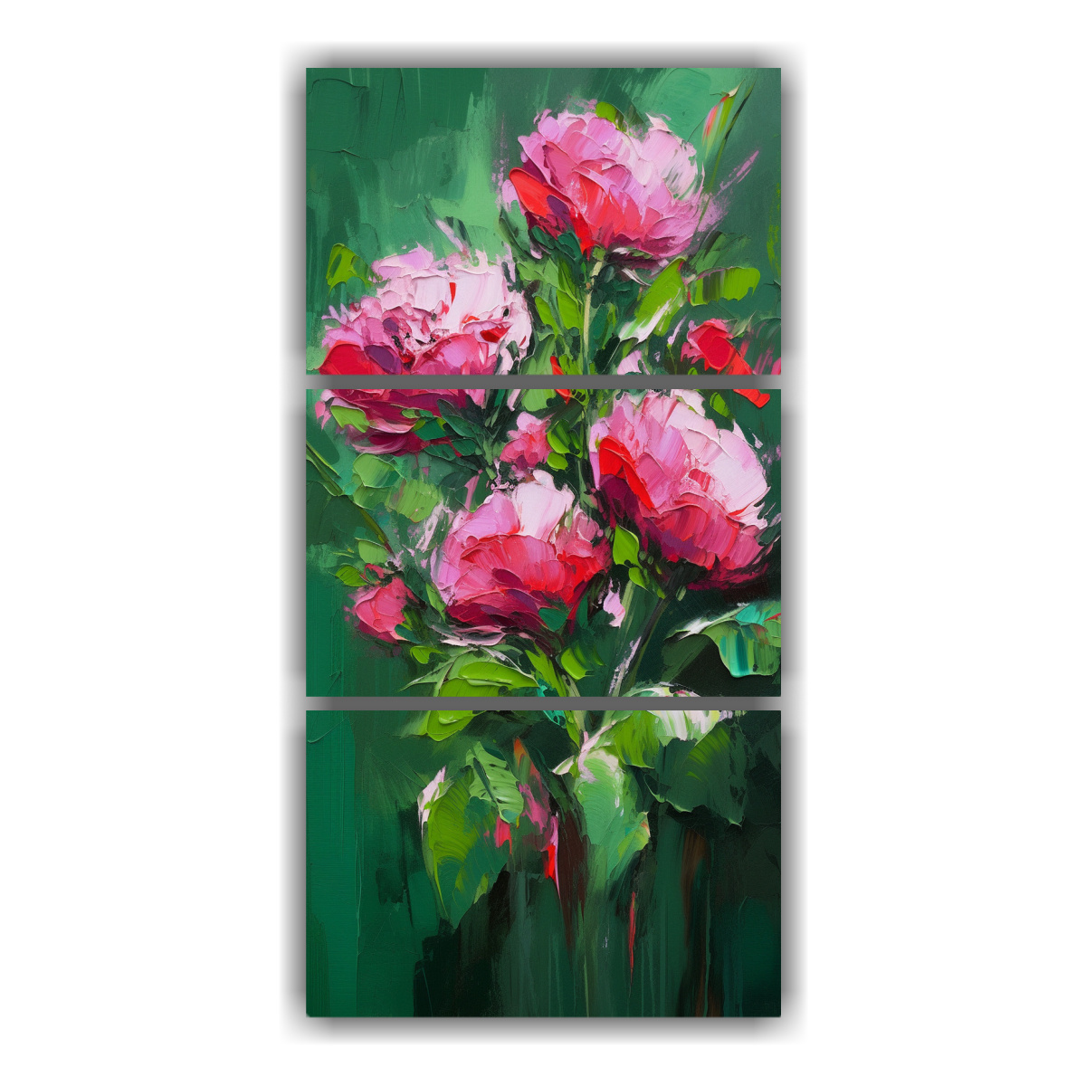 pintura-de-flores-en-lienzo-verde-y-magenta-en-bastidor-escenario-decorativo