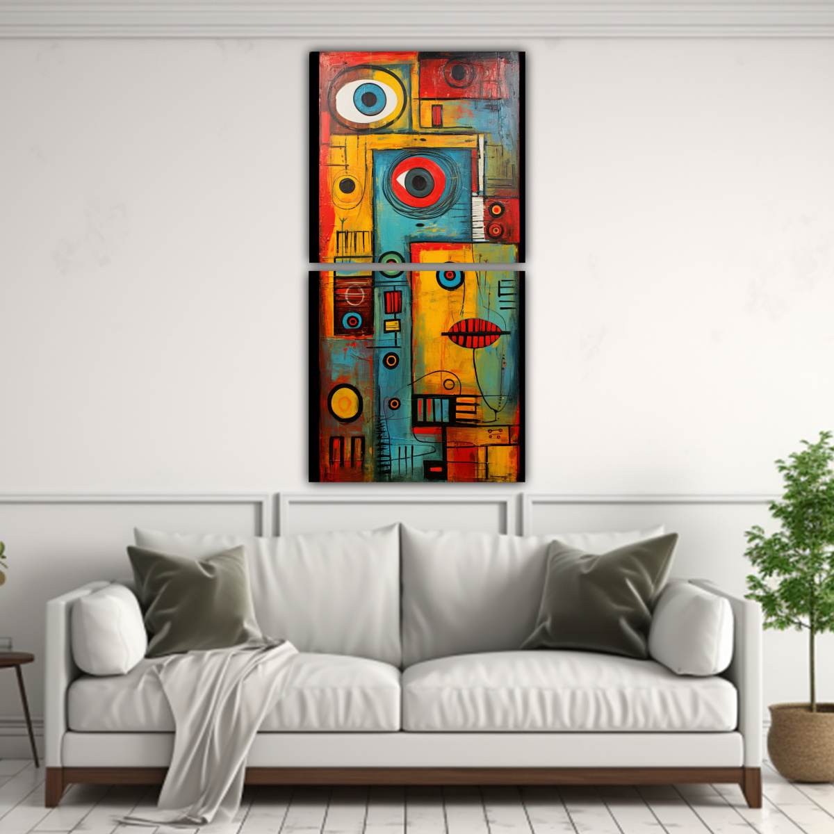 pintura-de-pared-abstracta-inspirada-en-art-brut-con-reflejo-1