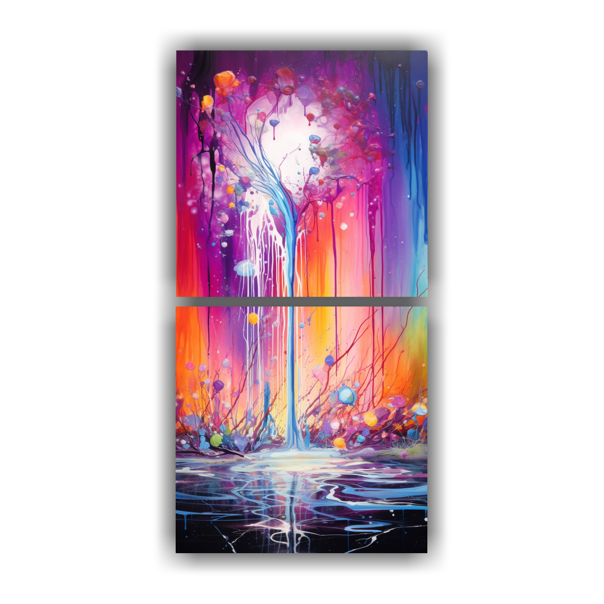 pintura-de-pared-inspiradora-en-colores-del-arco-ris-y-plata