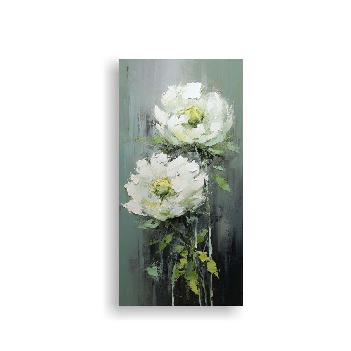 pintura-de-pared-l-neas-de-flores-de-peon-as-verdes-en-lienzo