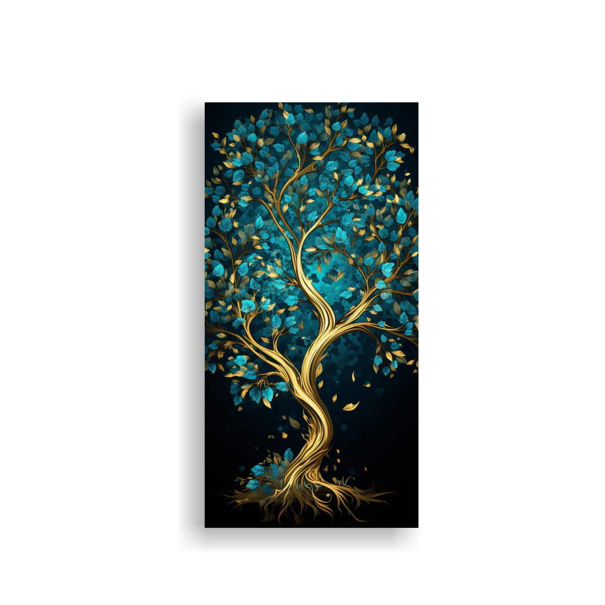 pintura-decorativa-acuarela-rbol-turquesa-y-dorado-atm-sfera-neonoir