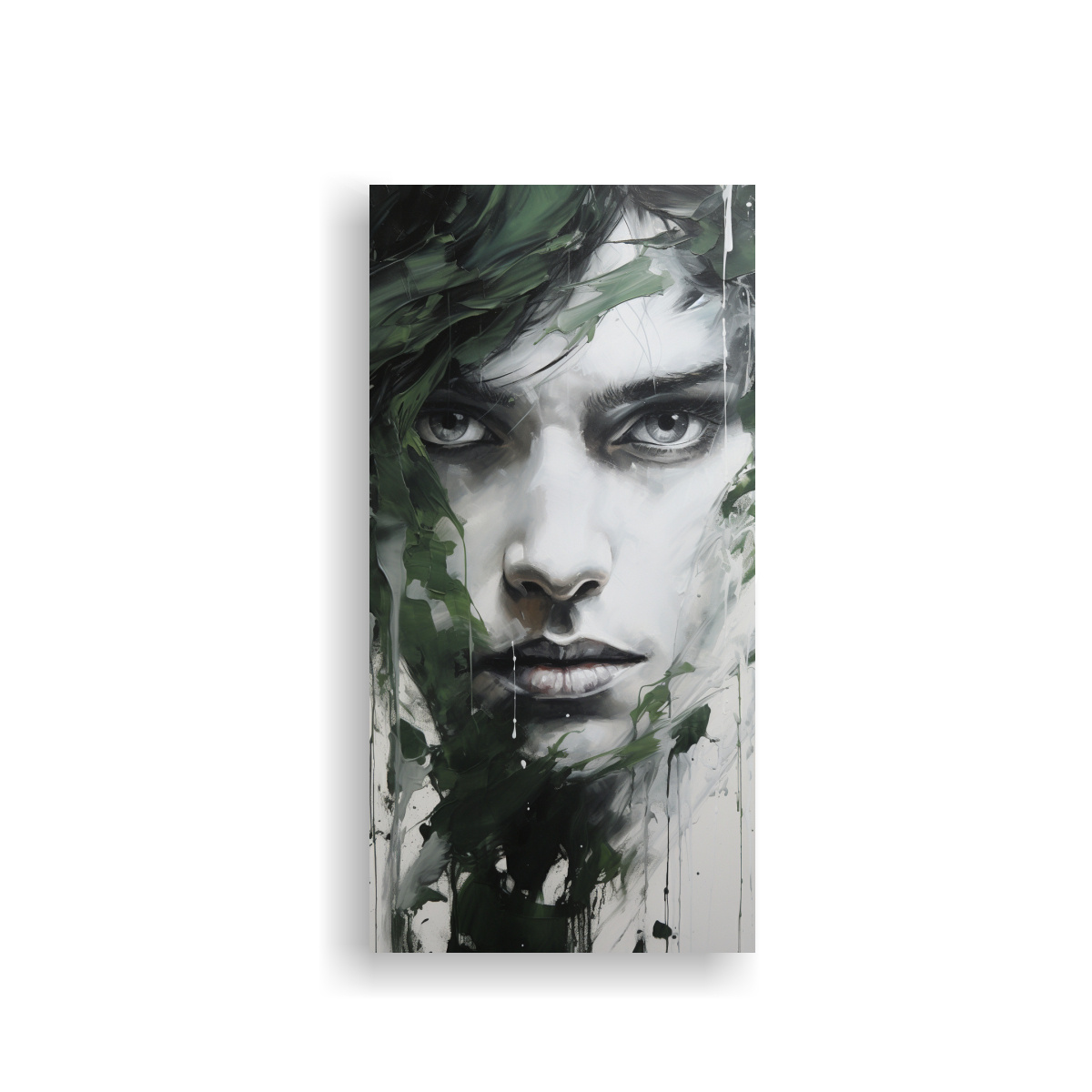 pintura-decorativa-de-contornos-faciales-y-salpicaduras-plateadas-y-verdes-con-arte-abstracto-luminoso