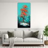 pintura-decorativa-de-dos-lienzos-de-tela-con-movimiento-reflejo-en-un-rbol-de-naranja-en-colores-rojo-y-turquesa-con-atm-sfera-neonoir-1
