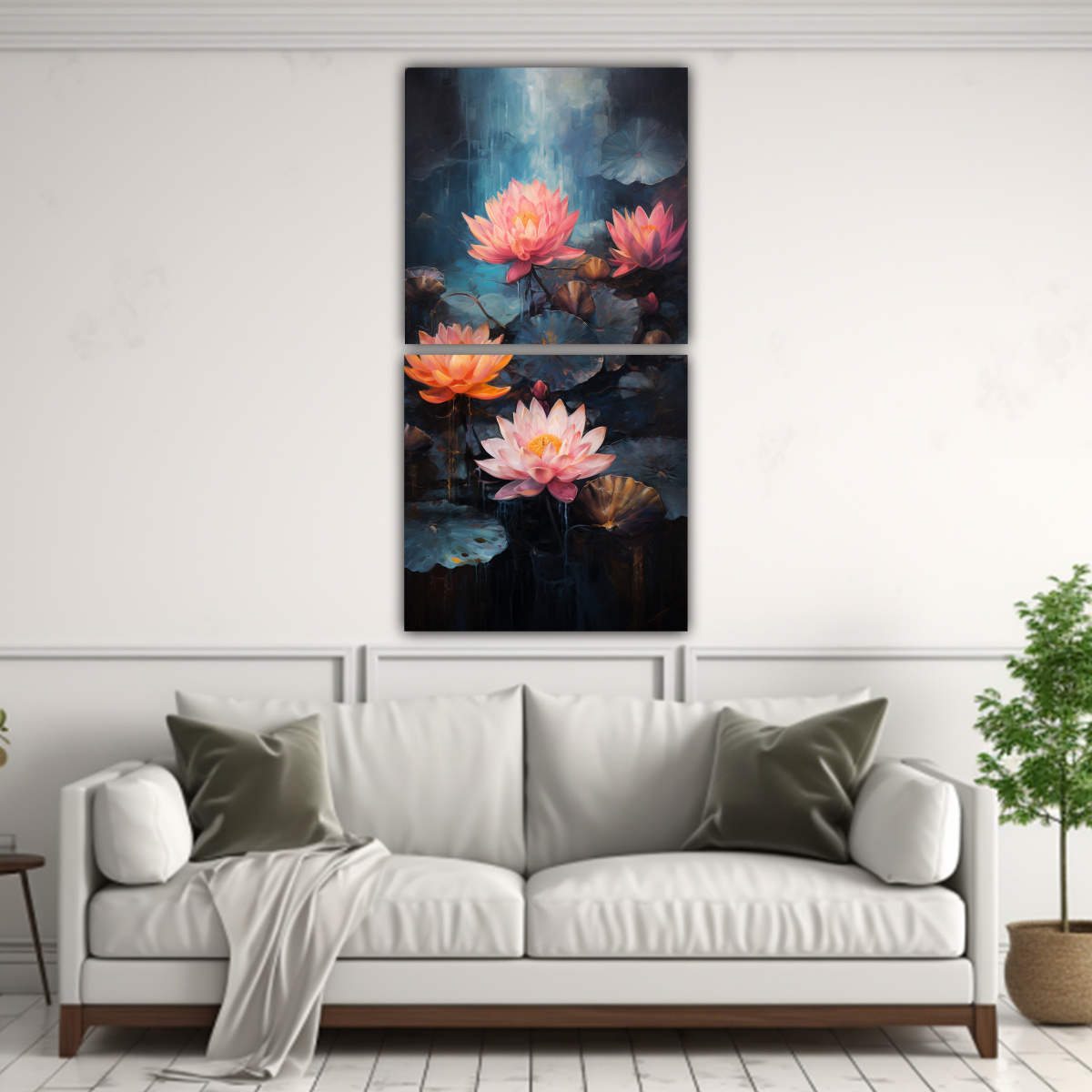 pintura-decorativa-loto-negro-en-lienzo-al-estilo-cuadro-vertical-1