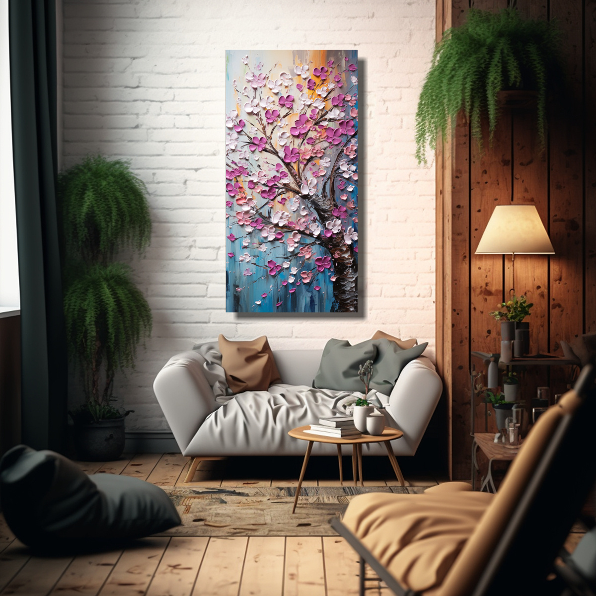 pintura-decorativa-luminosa-de-cerezos-en-colores-arco-ris-en-lienzo-1