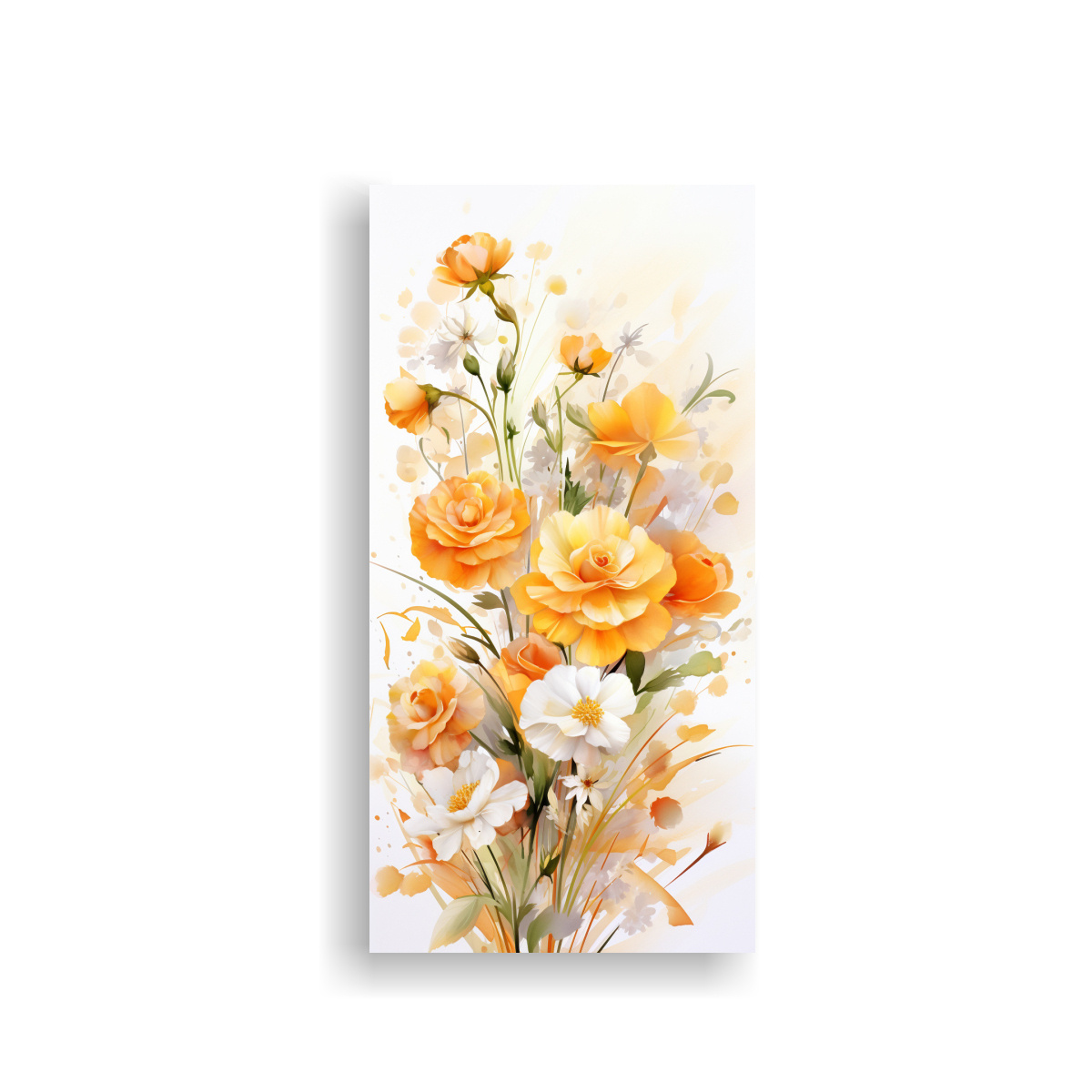 pintura-en-bastidor-de-flores-amarillas-y-naranjas-moderna