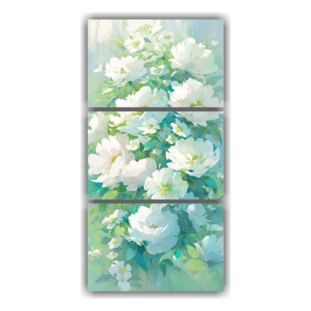 pintura-en-lienzo-con-flores-verdes-y-blancas-en-bastidor-vanguardista