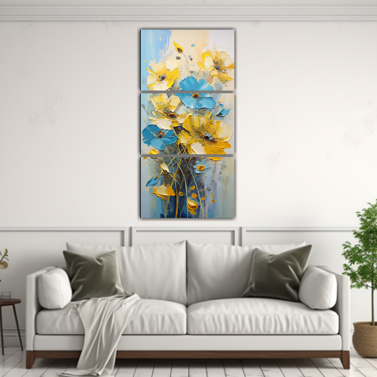 pintura-en-lienzo-de-flores-amarillas-y-azules-para-comedor-1