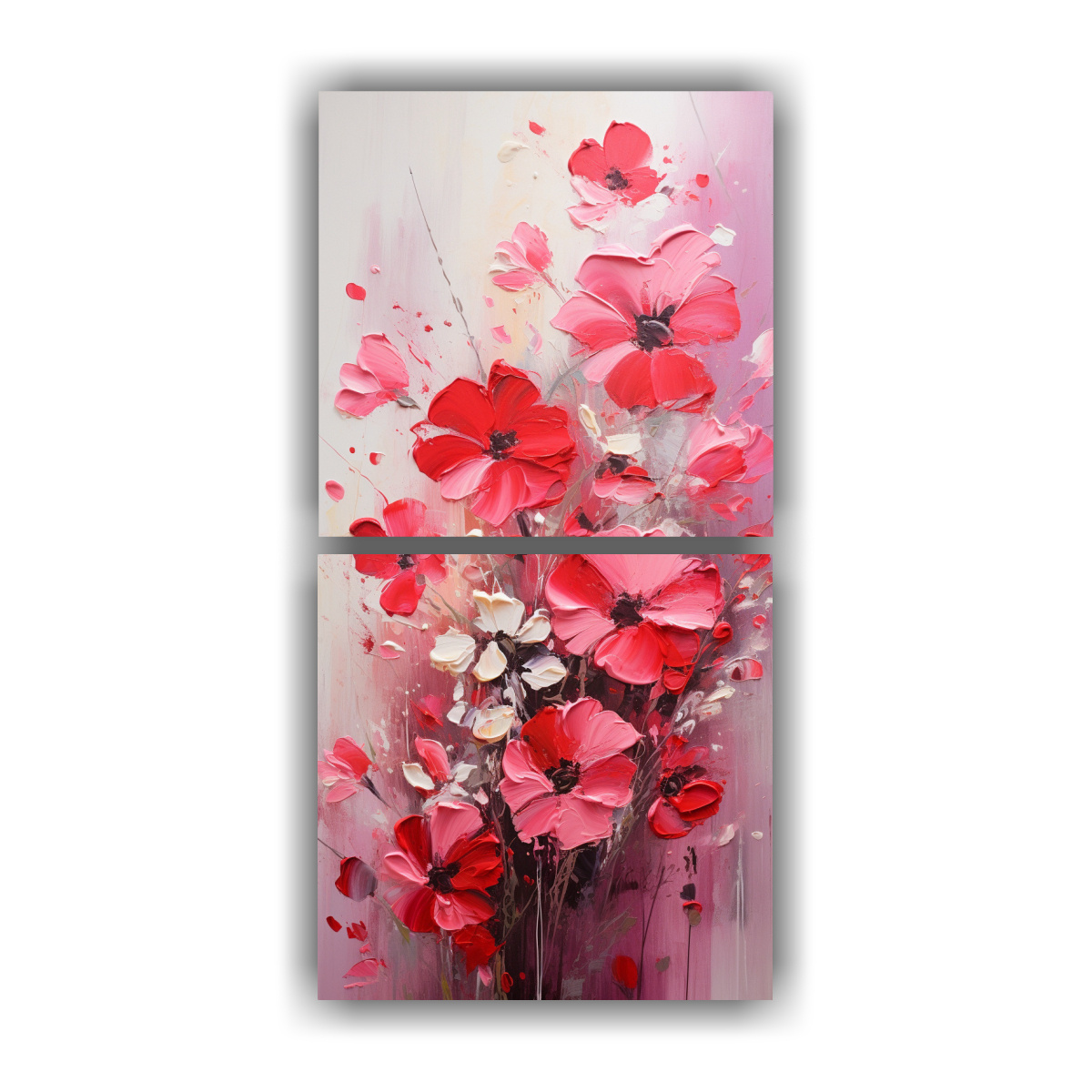 pintura-en-lienzo-de-flores-rojas-y-rosas-en-decoraci-n-de-dos-cuadros-c-lidos