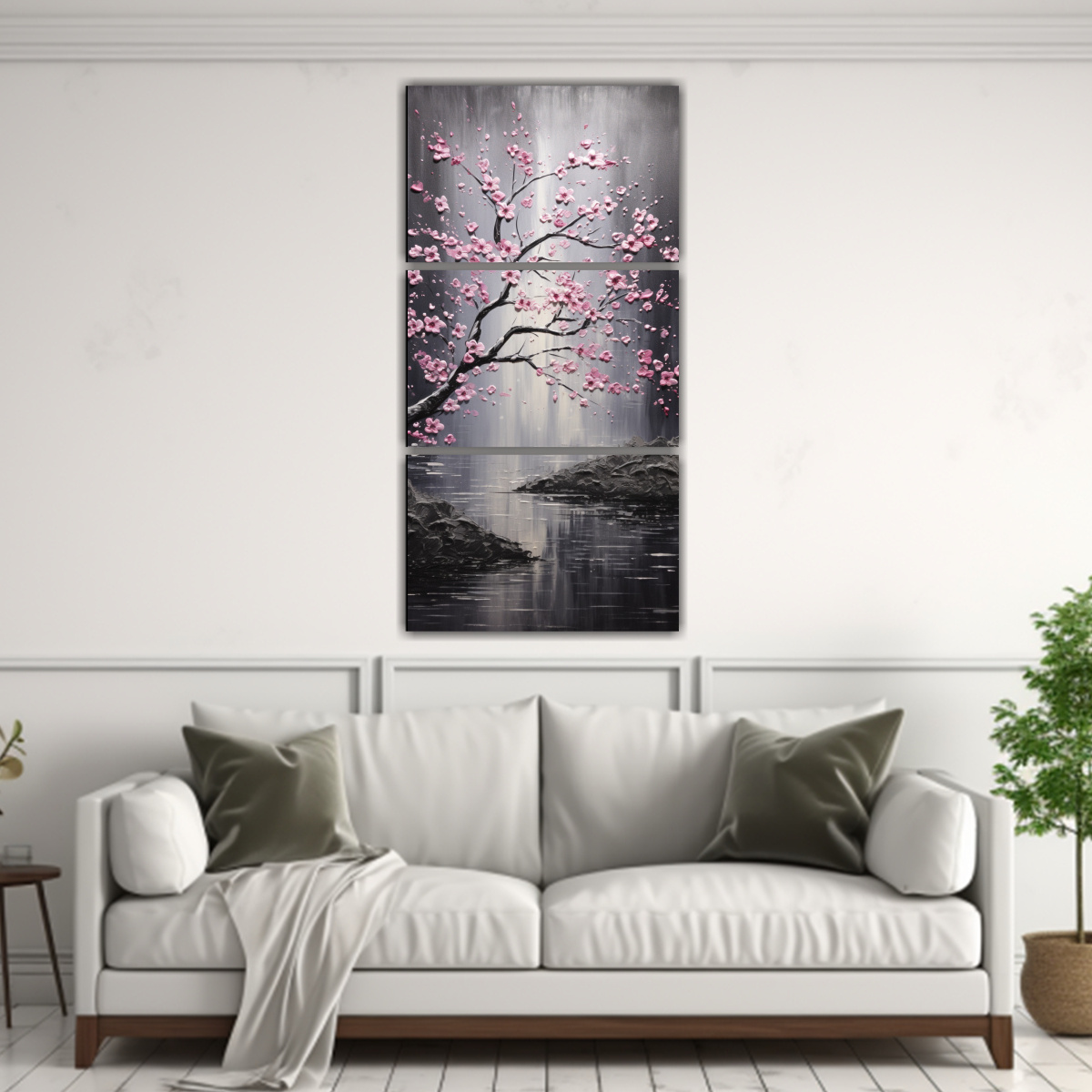 pintura-en-lienzo-de-tres-cuadros-calidos-urbano-con-cerezos-negros-1