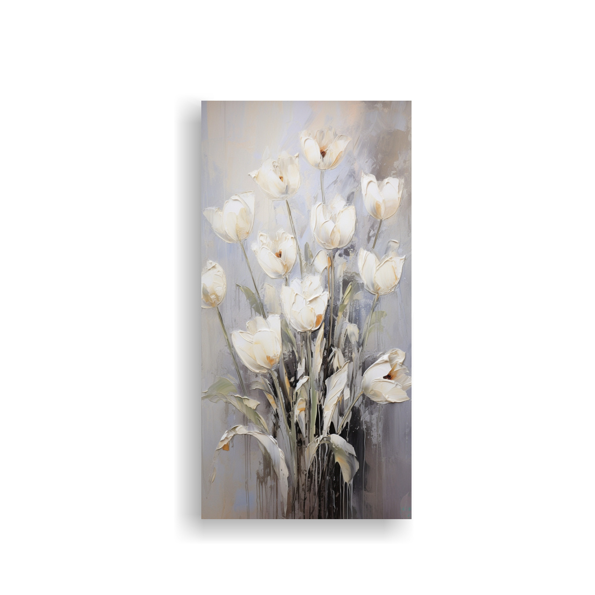 pintura-en-lienzo-estilo-decorativo-flores-blancas-de-tulipanes-en-arte-de-pared-vertical