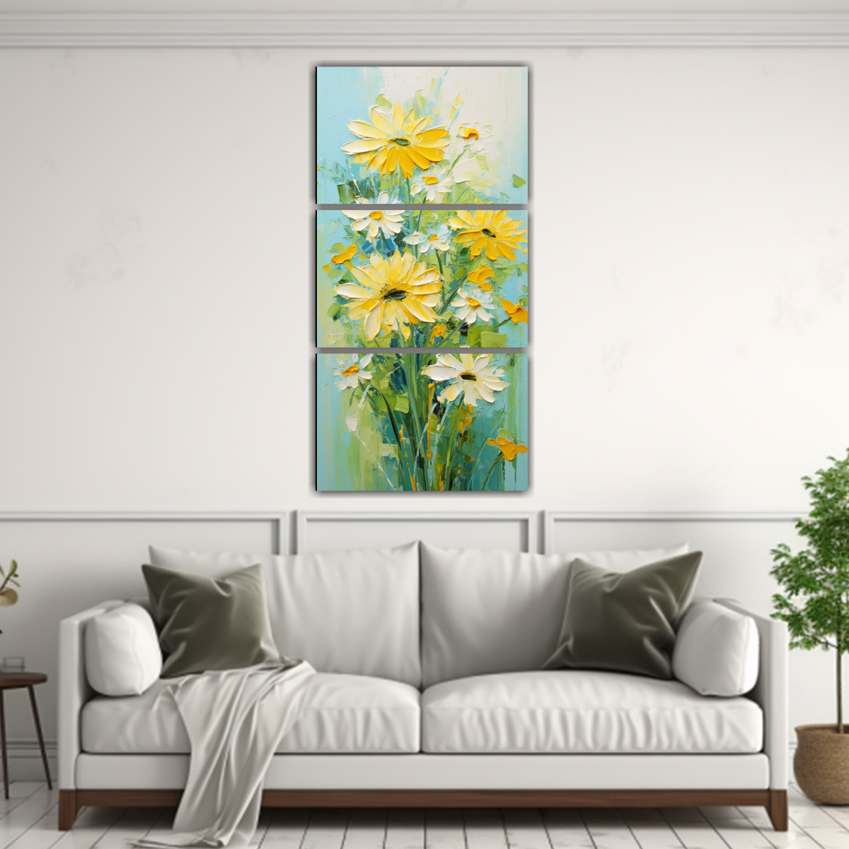 pintura-en-lienzo-surrealista-de-tres-tonos-de-amarillo-y-verde-con-flores-1-1