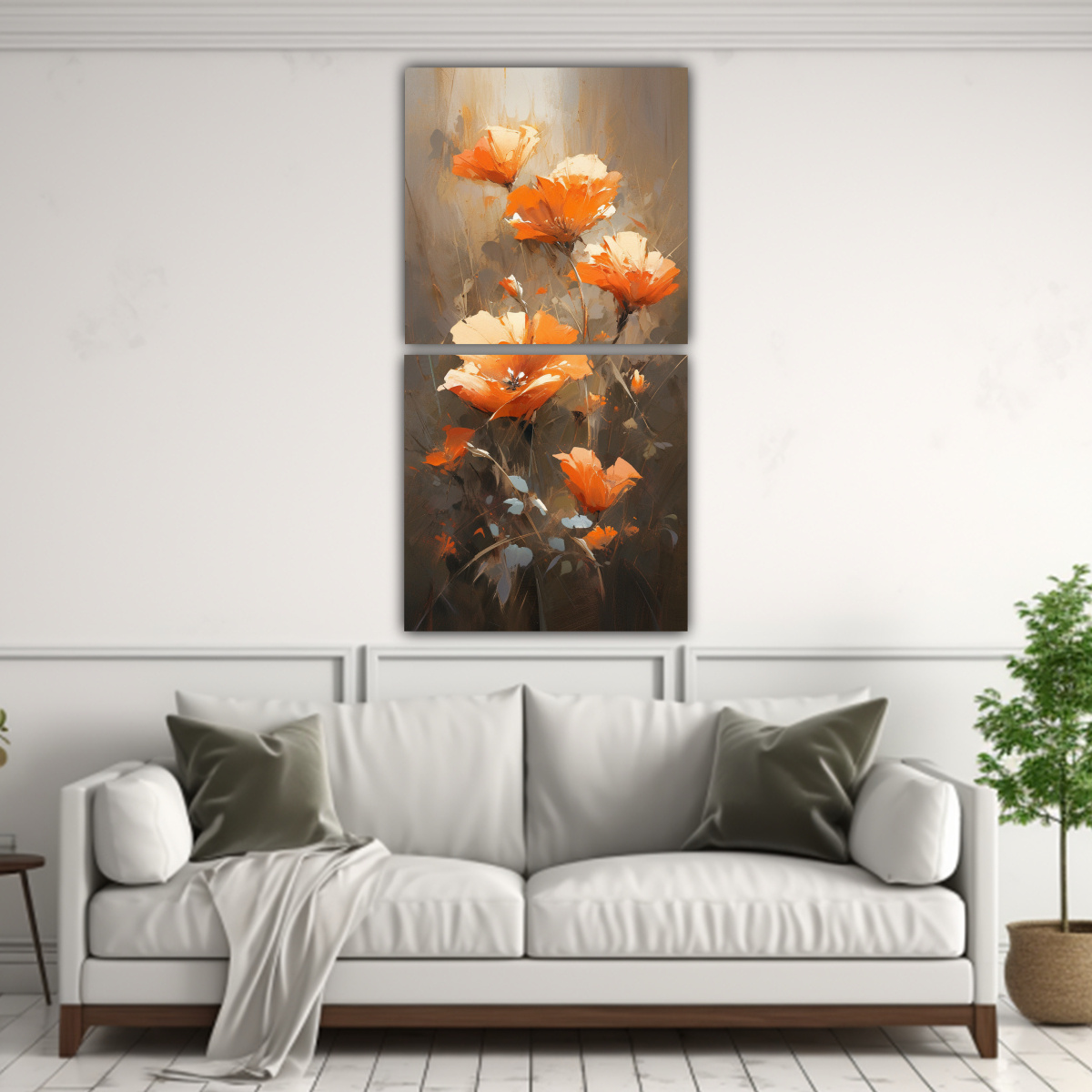 pintura-en-lienzo-tonos-luminosos-en-naranja-y-dorado-con-flores-en-la-decoraci-n-1