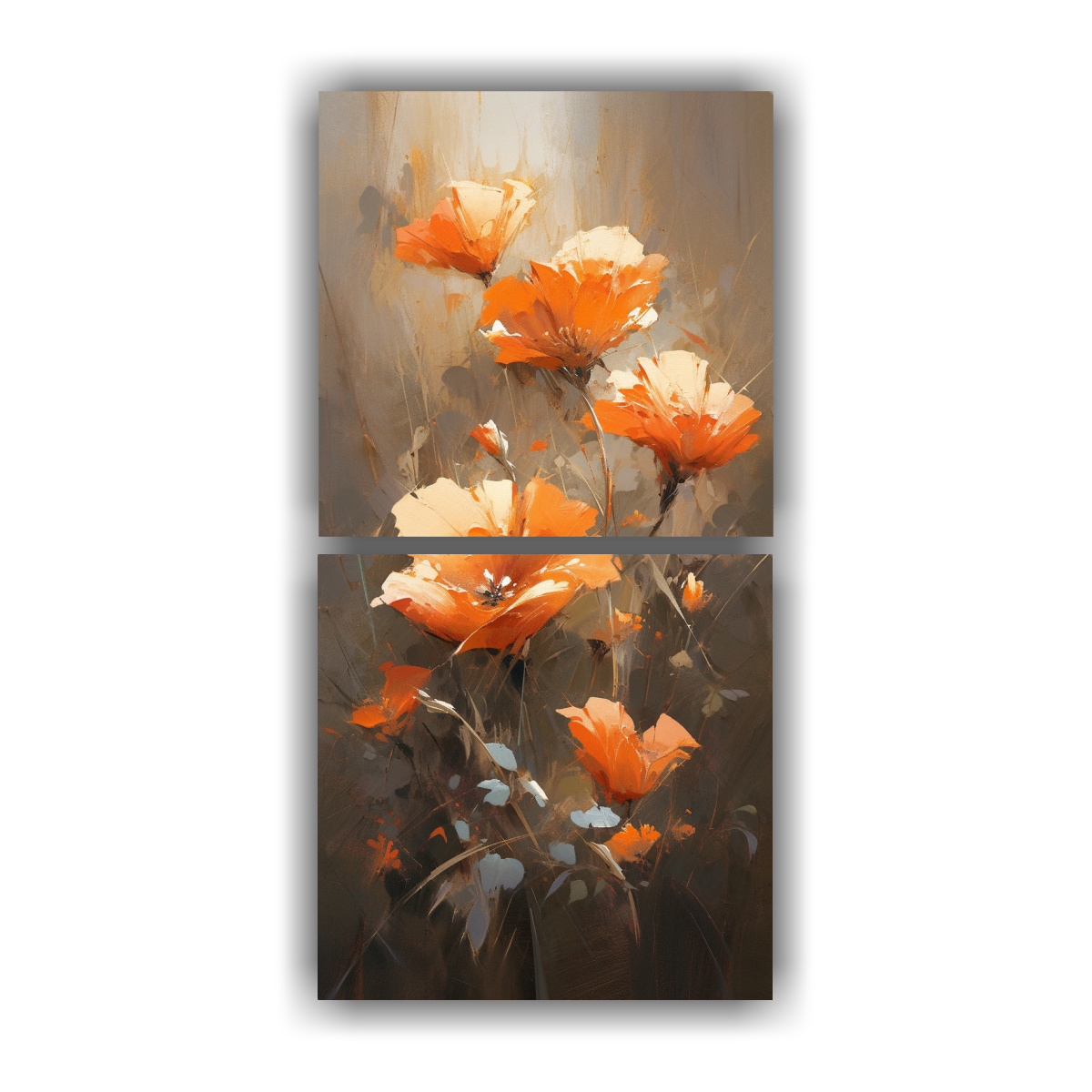 pintura-en-lienzo-tonos-luminosos-en-naranja-y-dorado-con-flores-en-la-decoraci-n