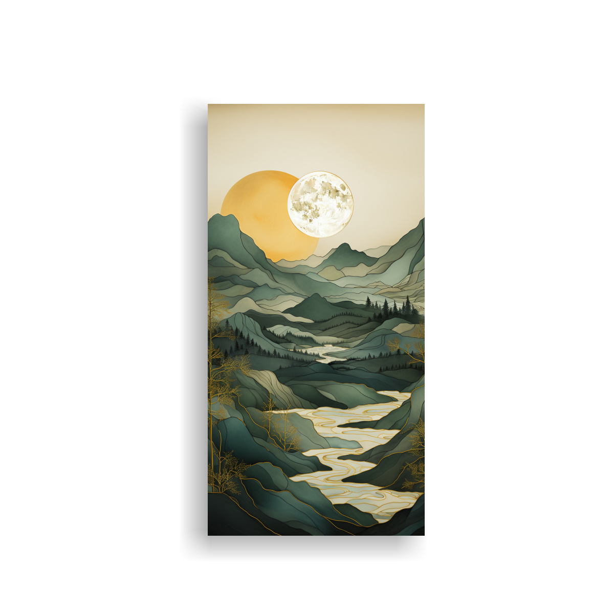 pintura-minimalista-de-monta-as-en-bastidor-tela-en-bastidor-dibujo-minimalismo-de-monta-as