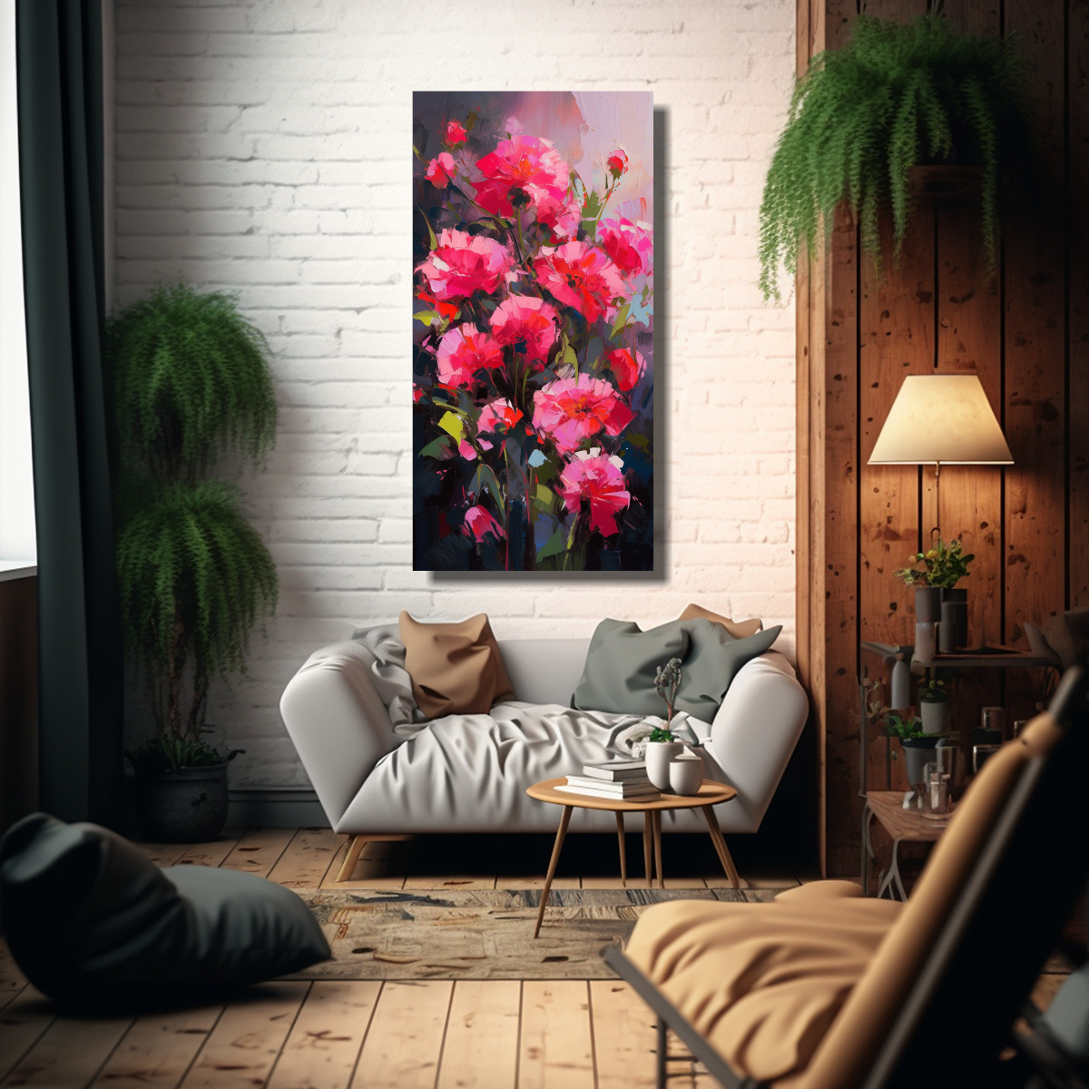 pintura-moderna-de-lienzo-en-colores-magenta-con-flores-estilo-vitalidad-1