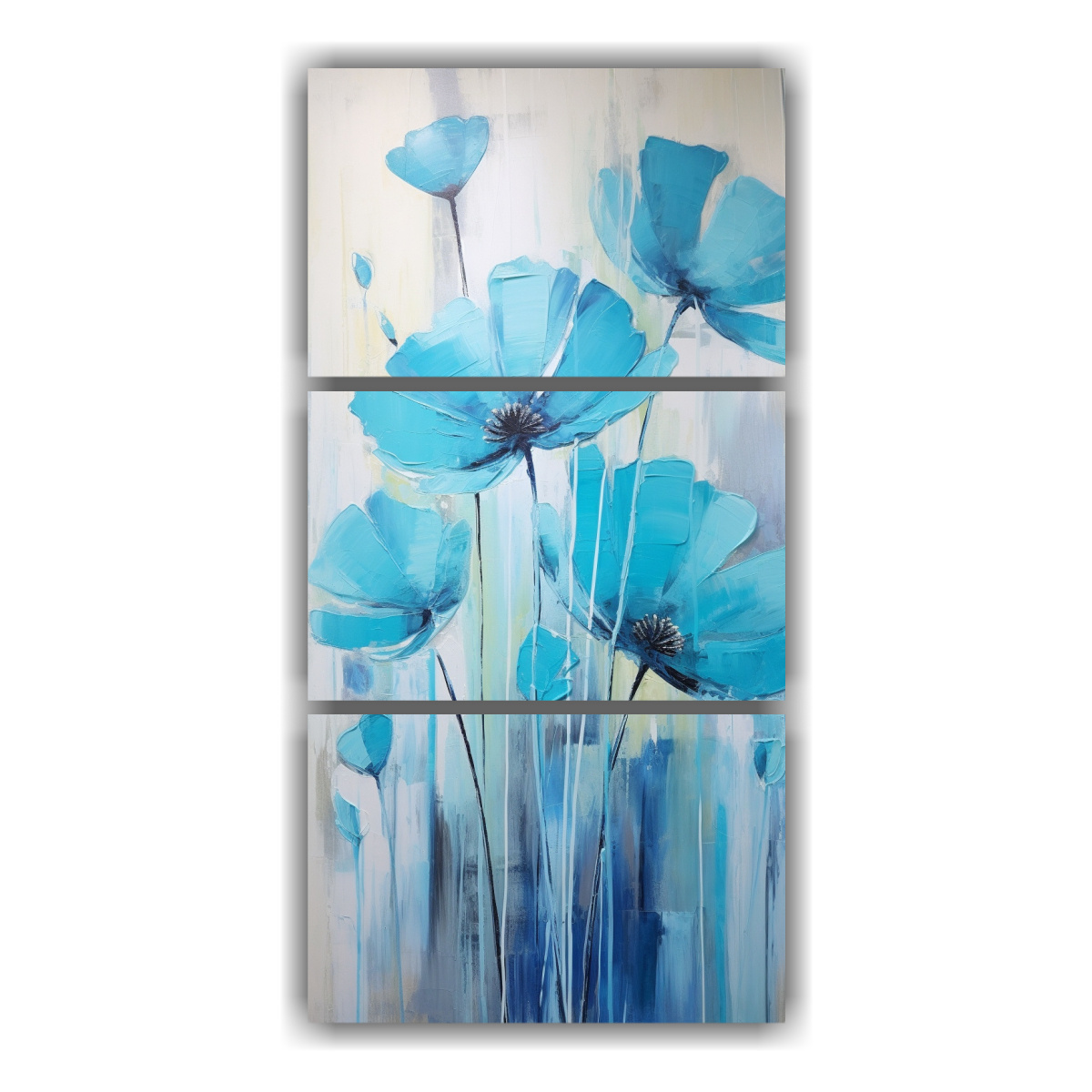 pintura-mural-espectacular-en-tres-lienzos-con-flores-en-tonos-cyan