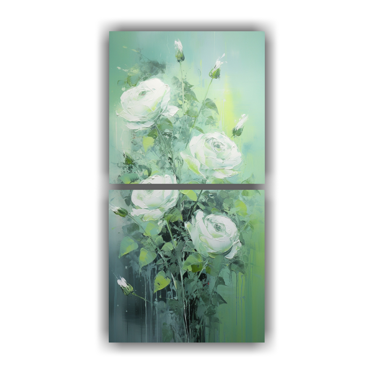 pintura-set-2-telas-en-bastidor-est-tica-espectacular-de-rosas-verdes