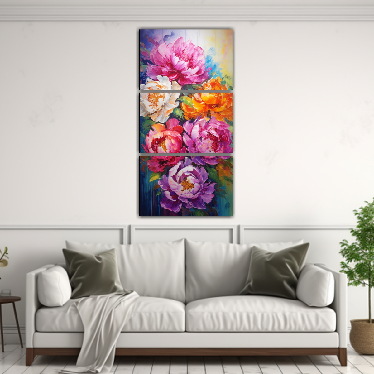 pintura-tr-ptico-espectacular-de-peon-as-en-colores-arco-ris-1