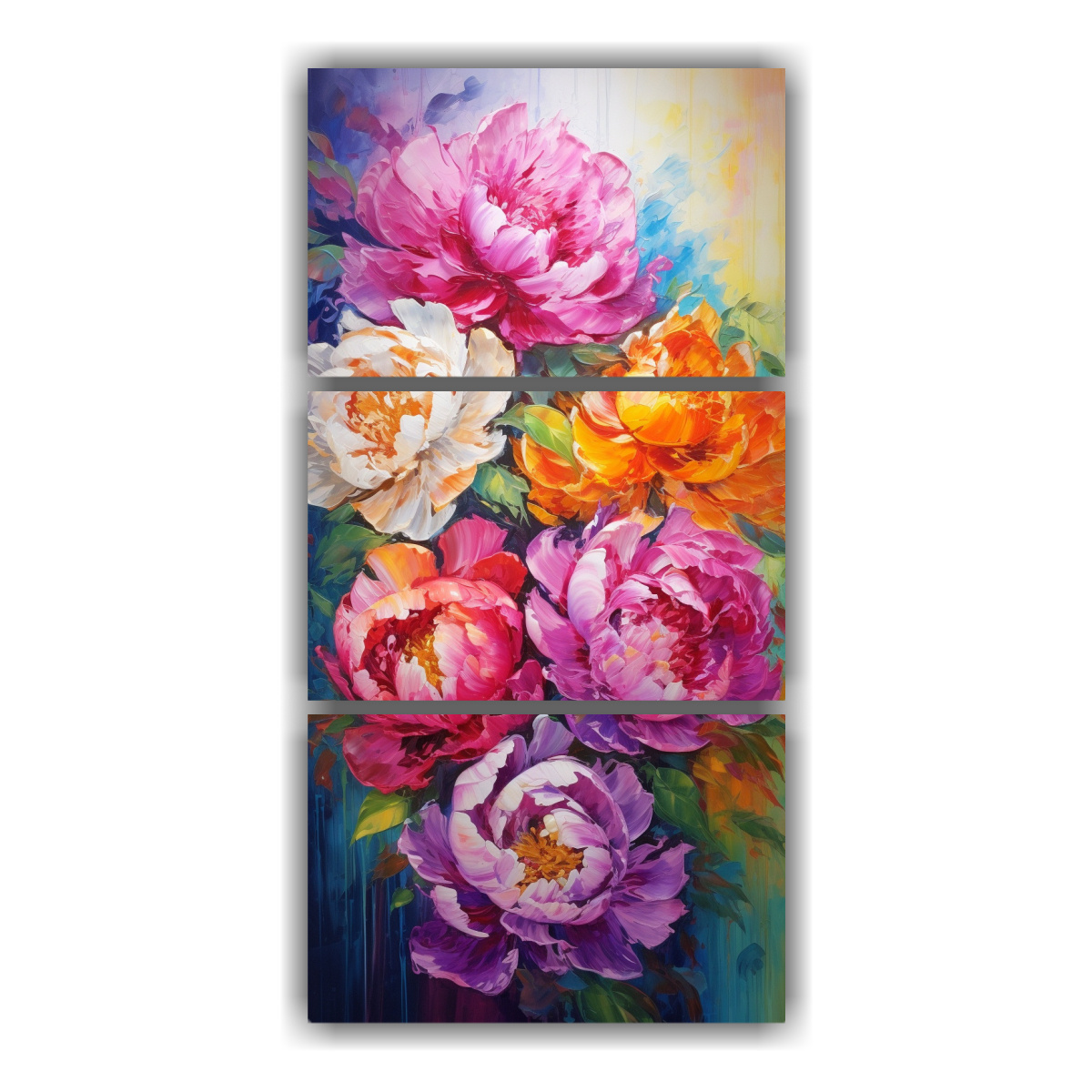 pintura-tr-ptico-espectacular-de-peon-as-en-colores-arco-ris