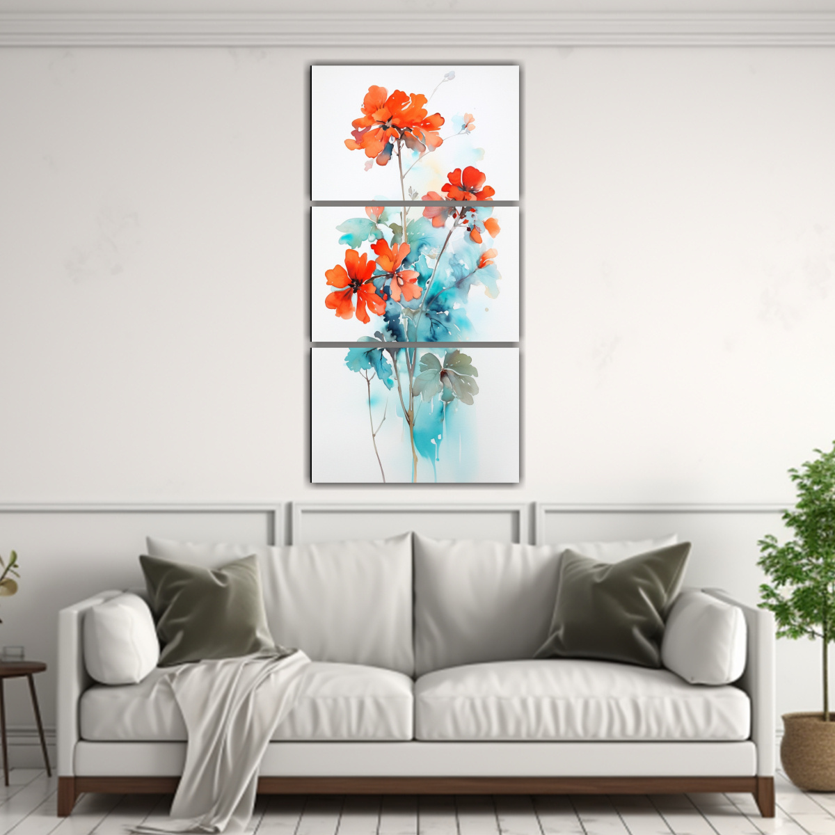 pinturas-abstractas-de-geranios-en-tonos-turquesa-y-naranja-1