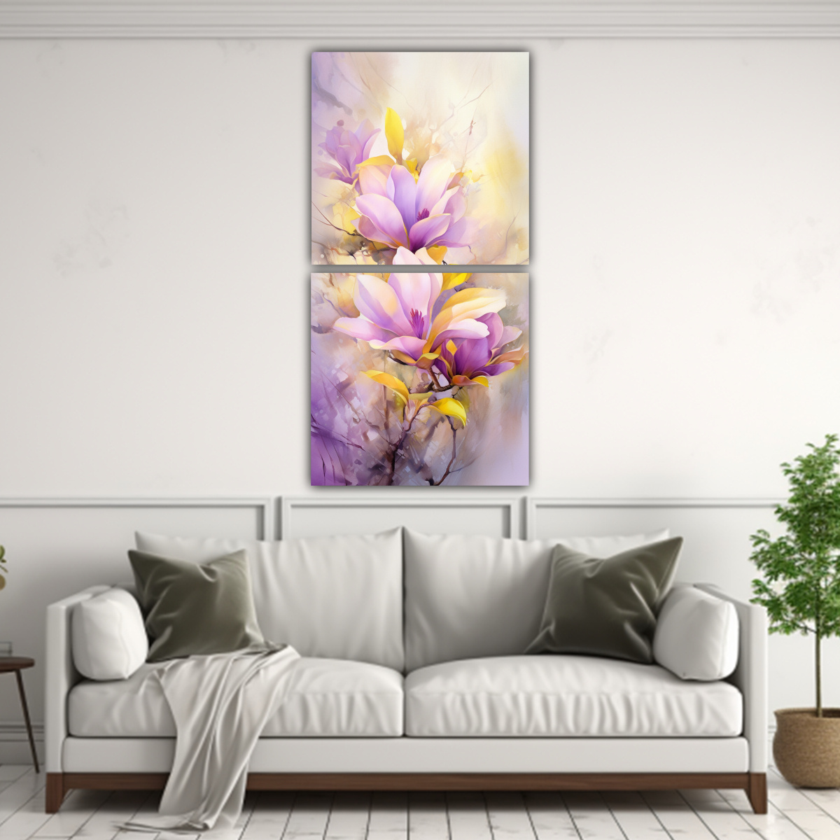 pinturas-abstractas-de-magnolias-amarillas-y-moradas-en-dos-telas-1