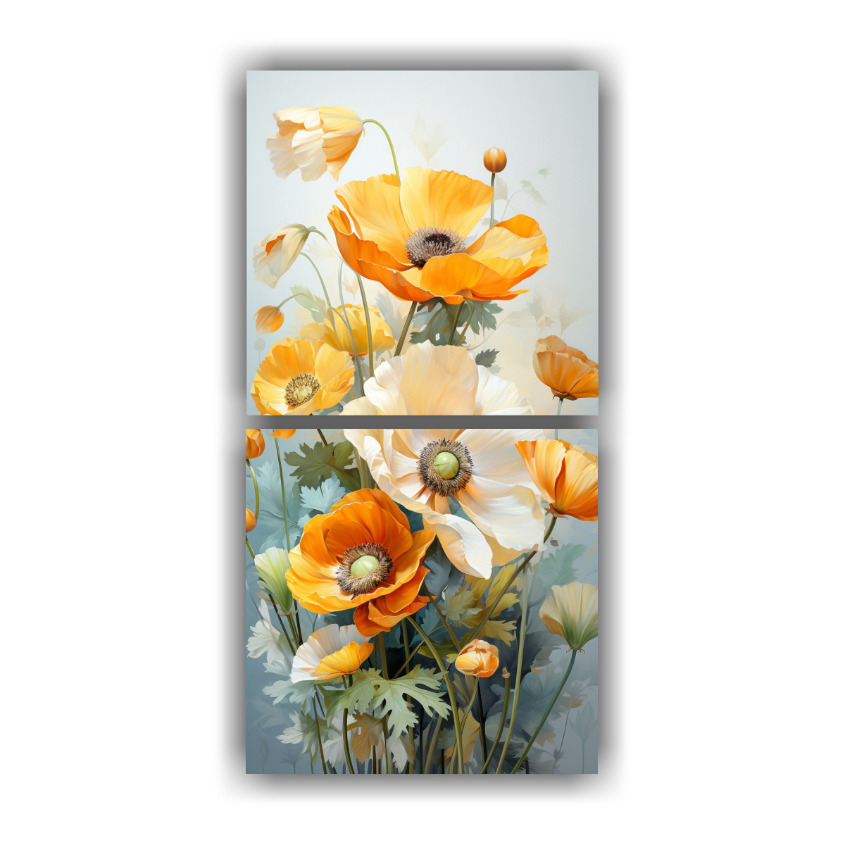 pinturas-abstractas-de-tonos-luminosos-de-dos-lienzos-de-flores-de-mantequilla-amarillas-y-rojas