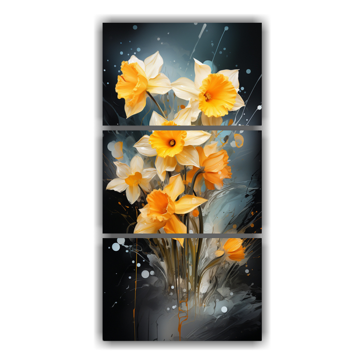 pinturas-abstractas-en-bastidor-flores-narcisos-en-oro-y-negro