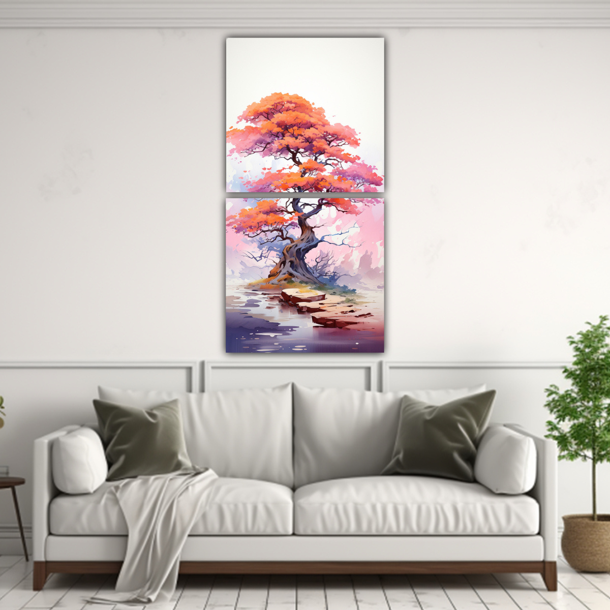 pinturas-abstractas-en-lienzo-tema-rbol-de-jun-pero-colores-naranja-y-rosa-1