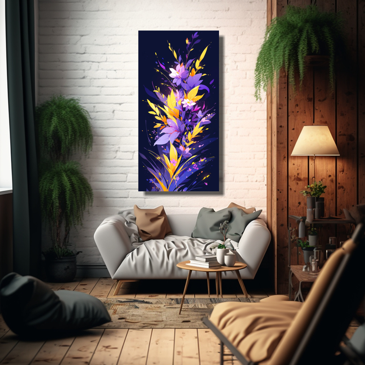 pinturas-de-decoraci-n-con-textura-amarillo-y-morado-en-un-ambiente-neonoir-de-arte-moderno-1