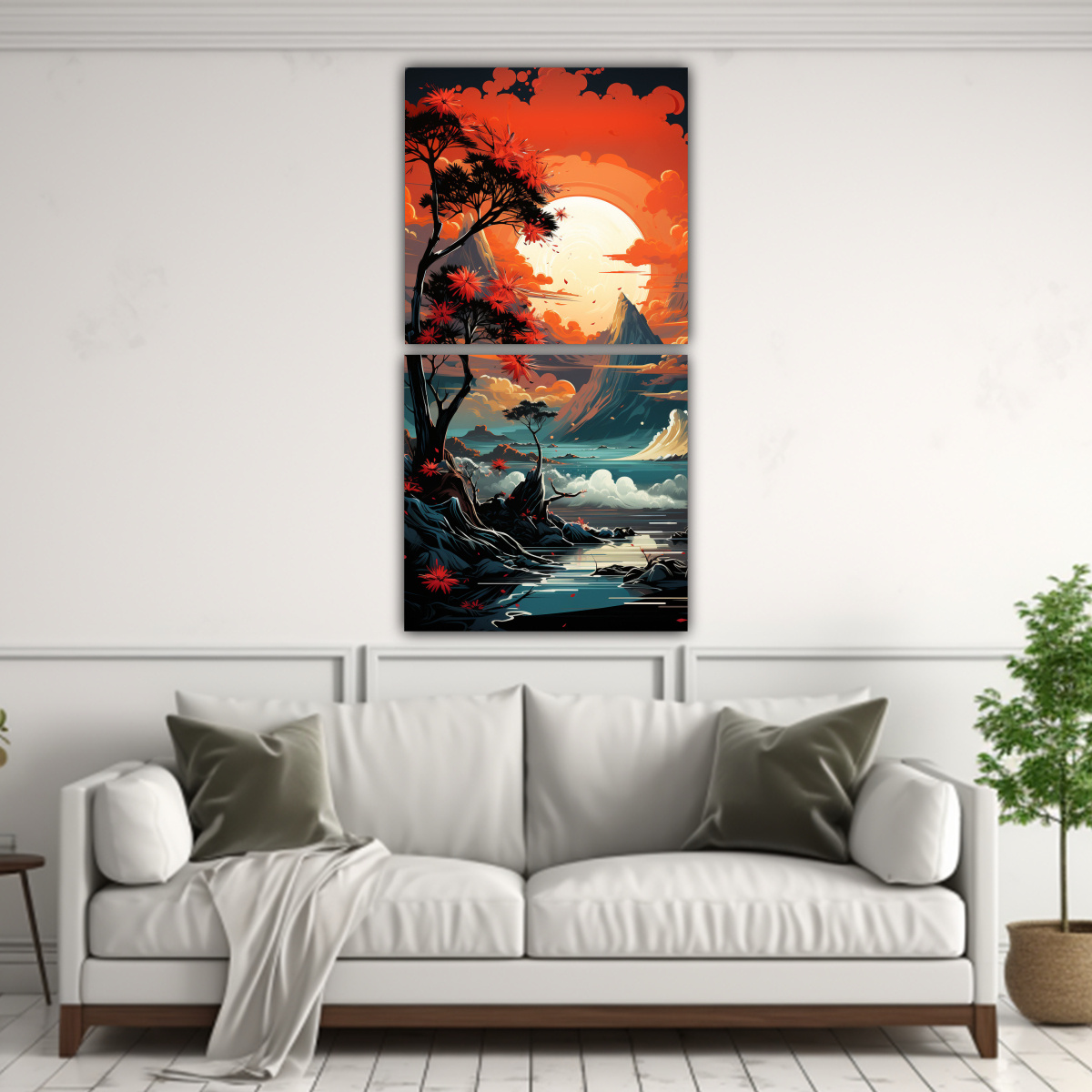 pinturas-de-decoraci-n-en-movimiento-y-fantas-a-con-una-palmera-en-colores-naranja-y-negro-ambiente-neonoir-1-1