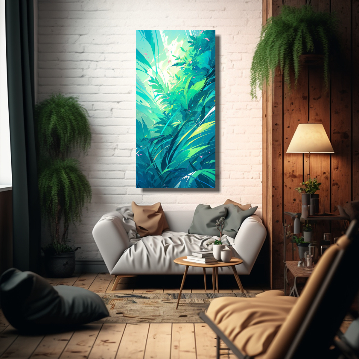 pinturas-de-decoraci-n-para-sal-n-con-lienzo-dise-o-en-colores-verde-y-turquesa-atm-sfera-neonoir-en-el-estilo-st-1-1