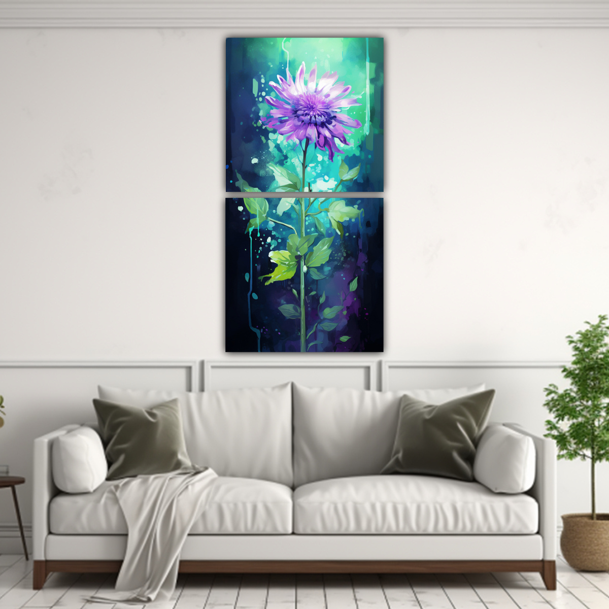 pinturas-de-pared-cl-sicas-de-alta-calidad-en-colores-verde-y-morado-con-atm-sfera-neonoir-al-estilo-1