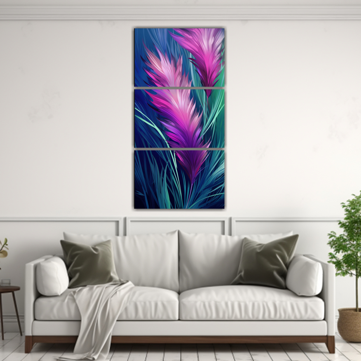 pinturas-de-tres-cuadros-tema-nico-de-pampas-grass-en-verde-y-p-rpura-neonoir-1