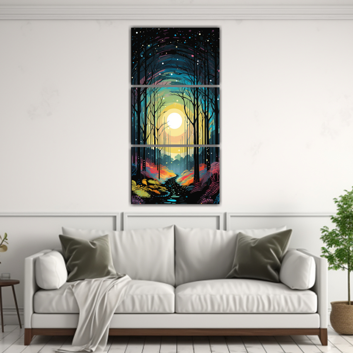 pinturas-decorativas-bosque-pintado-en-estilo-de-l-neas-punteadas-1-1