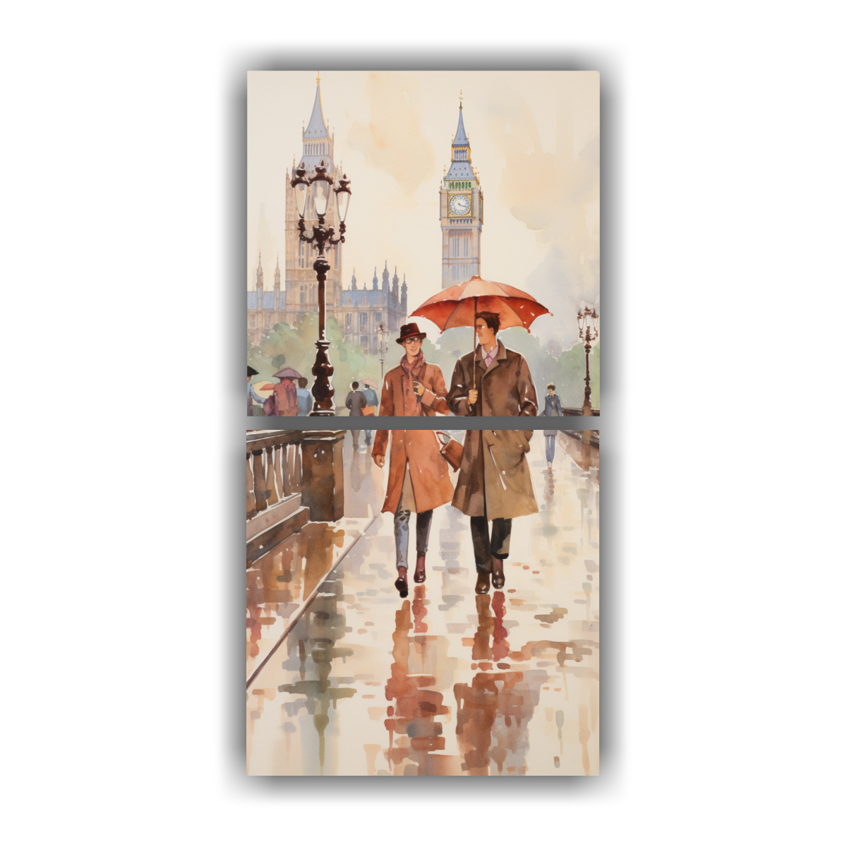 pinturas-decorativas-de-arte-callejero-moderno-de-2-unidades-un-hombre-y-una-mujer-caminando-por-el-puente-de-londres-