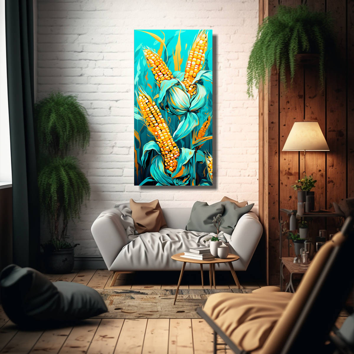 pinturas-decorativas-de-composici-n-calma-con-granos-de-ma-z-en-tonos-turquesa-en-un-ambiente-neonoir-1