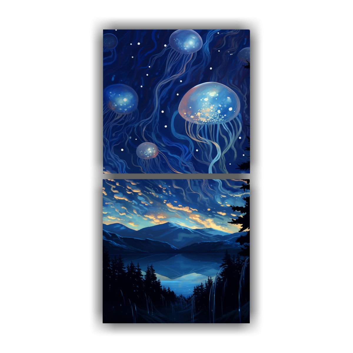 pinturas-decorativas-de-dos-cuadros-noche-estrellada-pero-hecha-con-medusas-riqueza-visual-