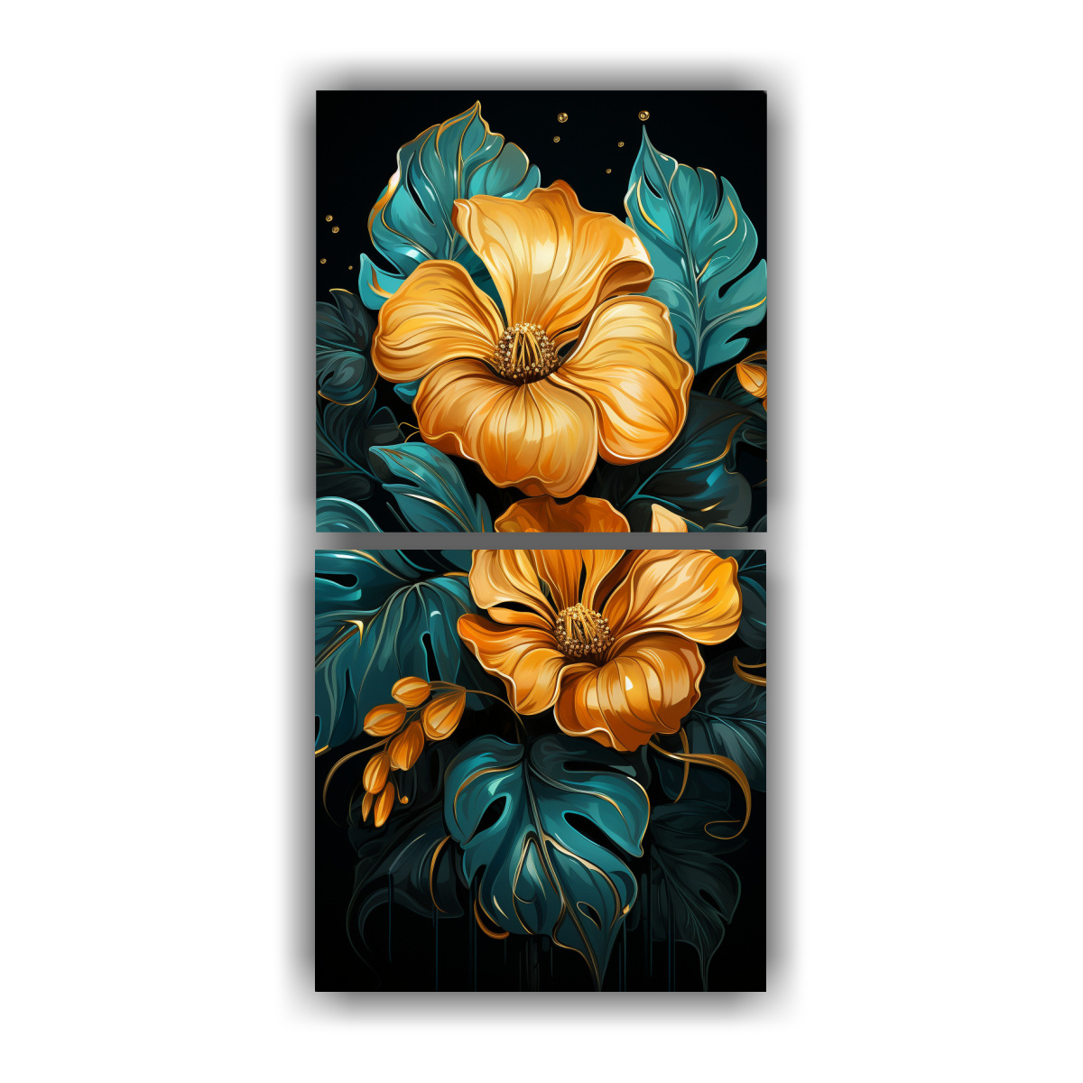 pinturas-decorativas-de-dos-hojas-de-monstera-en-colores-negros-con-atm-sfera-neonoir-de-fantas-a-fotogr-fica