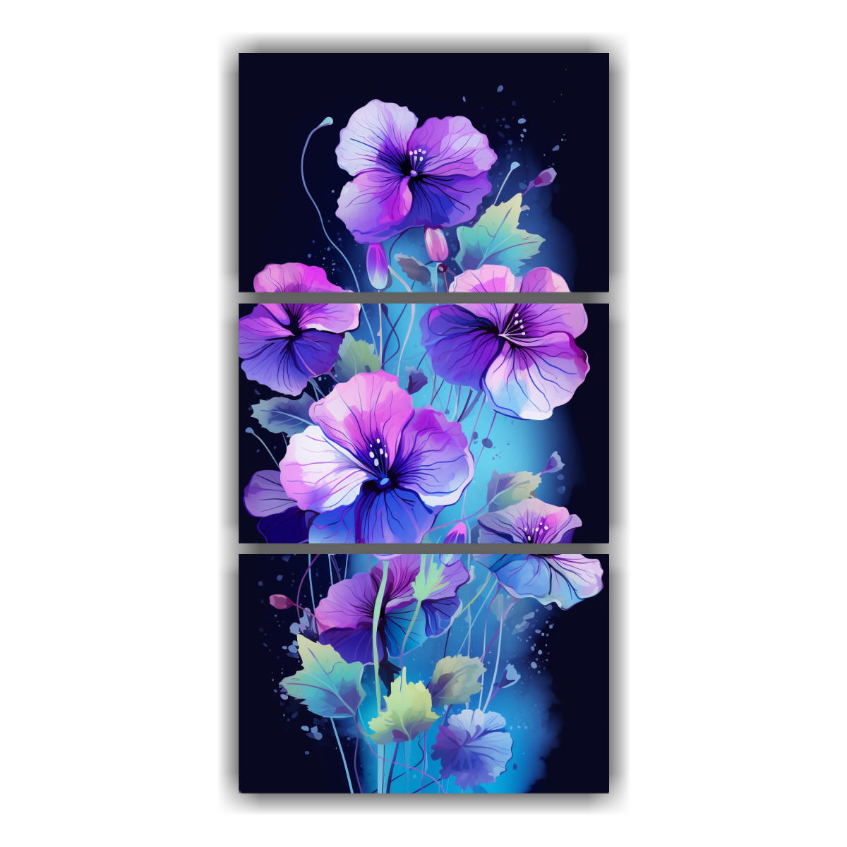 pinturas-decorativas-de-nasturtium-en-tonos-morados-arte-en-lienzo-cl-sico-neonoir