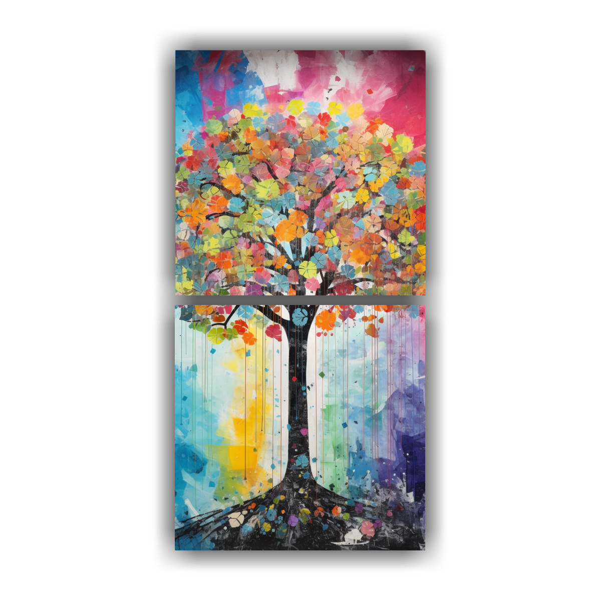 pinturas-decorativas-de-naturaleza-viva-arco-ris-y-plata-