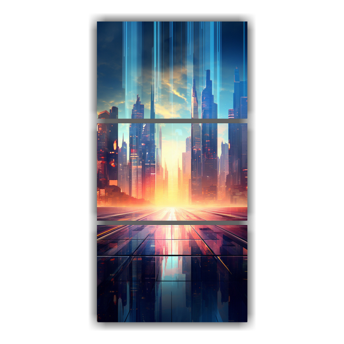 pinturas-decorativas-de-paisaje-urbano-con-luz-matutina-reflejada-