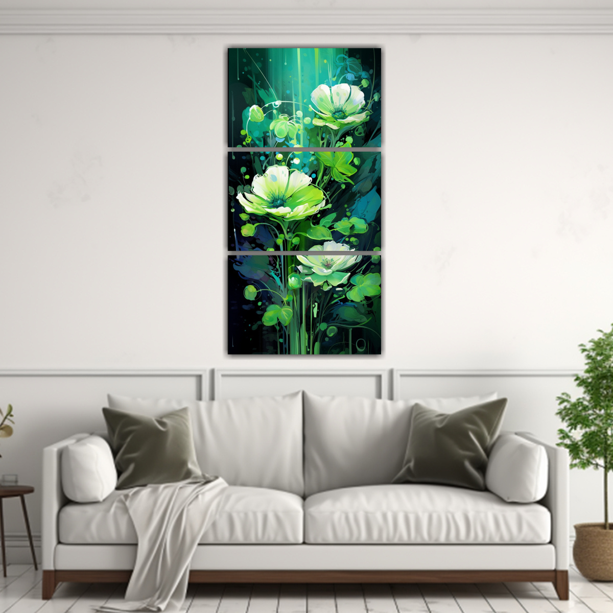 pinturas-decorativas-estilo-medio-tres-telas-bastidor-finas-l-neas-verde-calmante-1-1