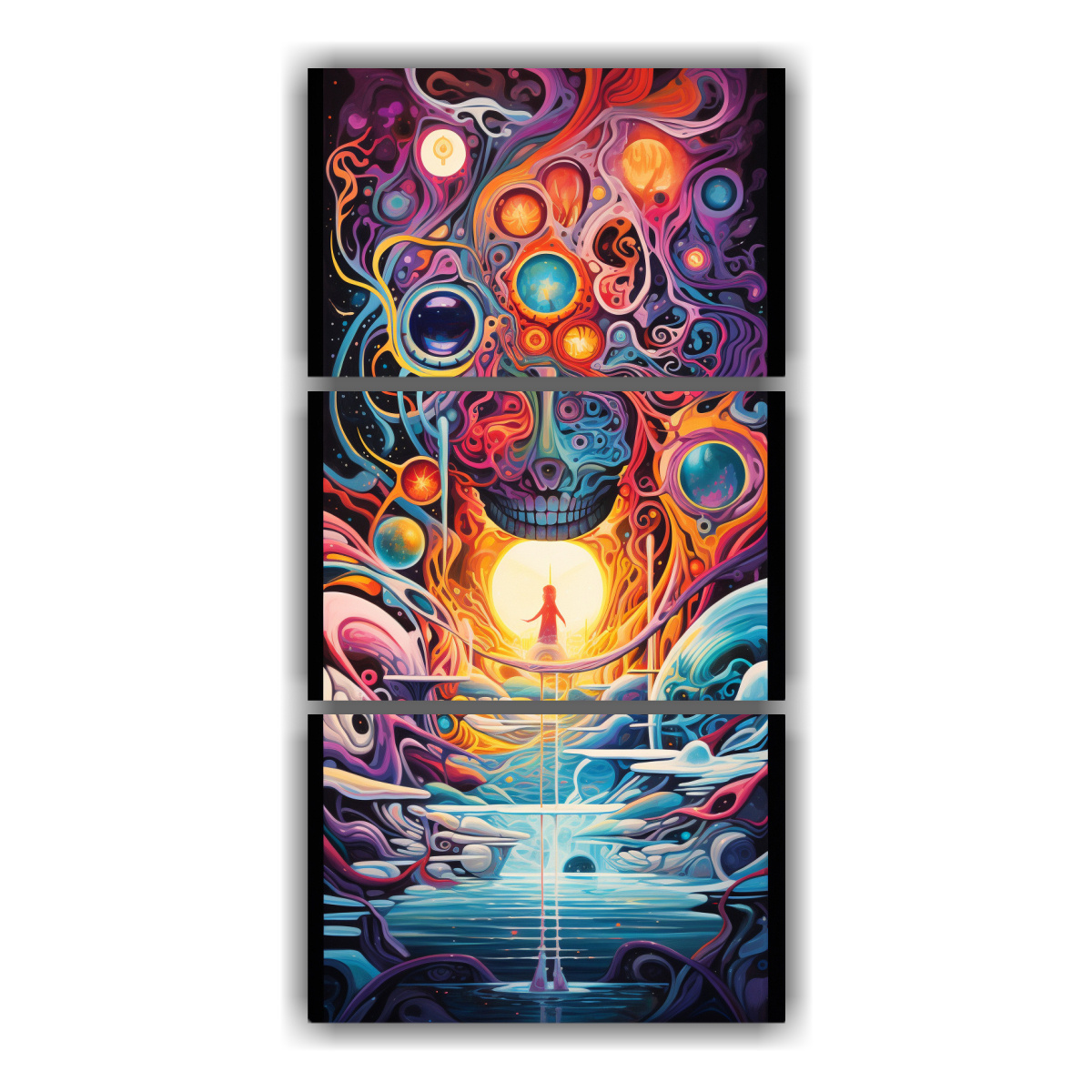 Pinturas Decorativas Fusión Abstracta Surrealismo Y Colores Cósmicos.