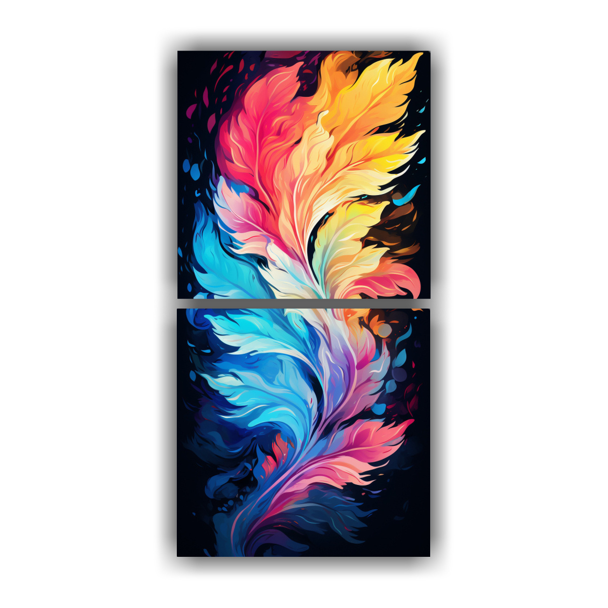 pinturas-decorativas-hojas-de-acebo-en-colores-del-arco-iris-con-atm-sfera-neonoir