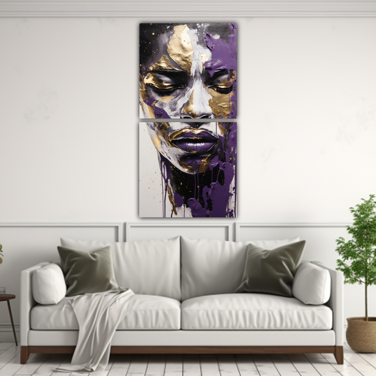 pinturas-decorativas-modernas-con-contornos-faciales-y-salpicaduras-doradas-y-p-rpuras-1